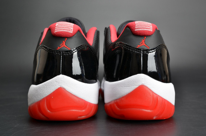 air jordan 11 retro low "bred" black/ red mens 528895-012