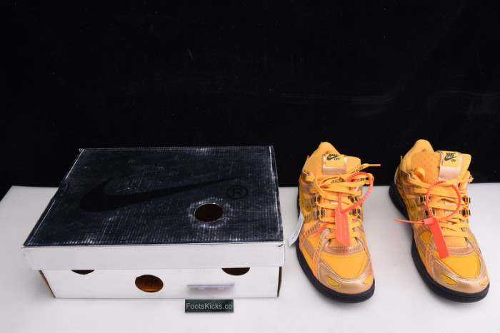 ofw x nike air rubber dunk “university gold cu6015-700