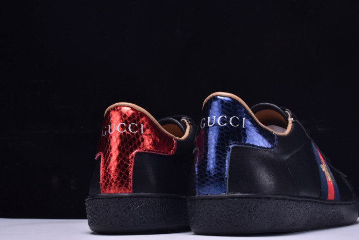 g*u*i ace embroidered low-top sneaker black with bee mens 431942-a38g0