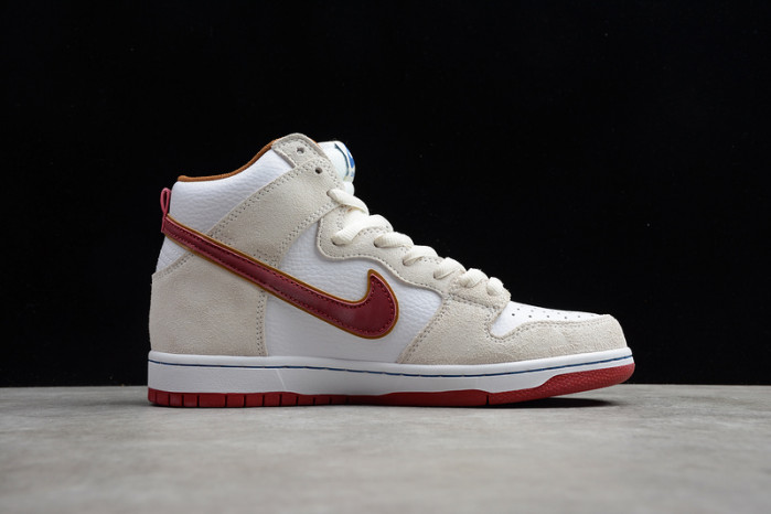 nike sb dunk high sail bright crimson cv9499-100