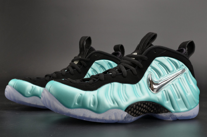 nike air foamposite pro “island green” metallic platinum mens 624041-303