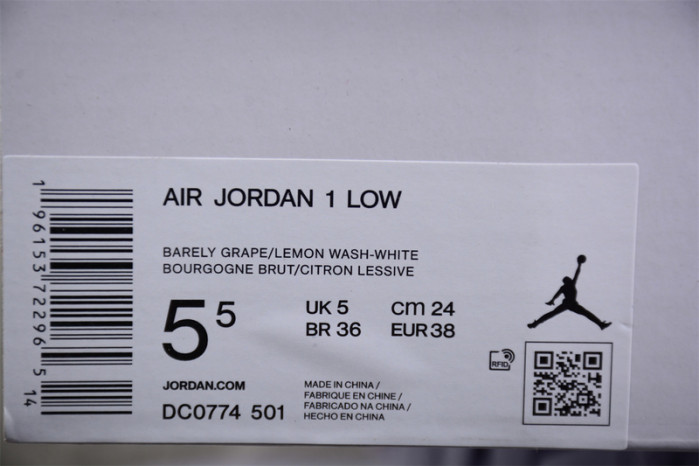 air jordan 1 low barely grape dc0774-501