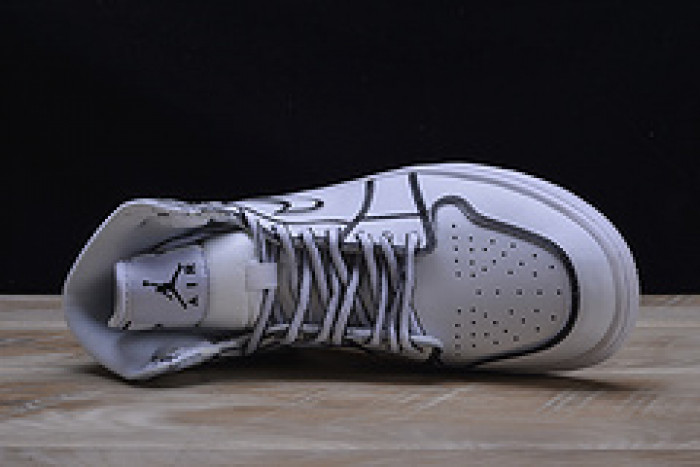 nike air jordan 1 retro “comic 3d pencil” white hand-painted mens aa4724-110